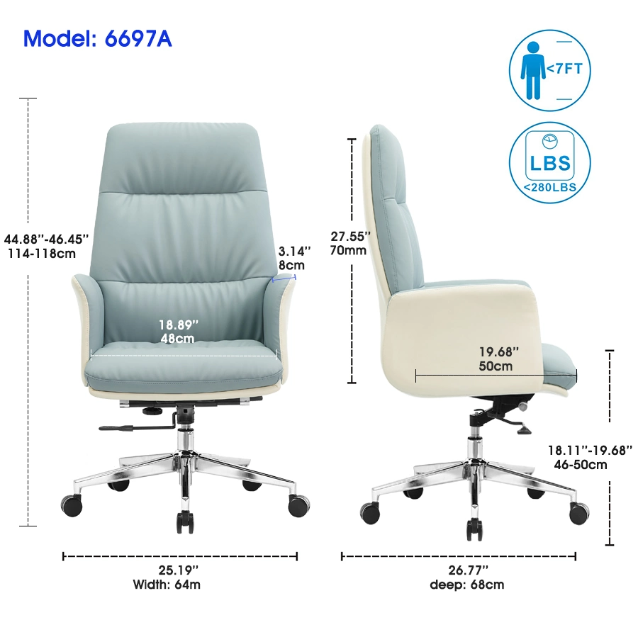 Ahsipa Furniture Luxury PU Leather Executive Office Swivel Lift Office Chair Home Office Chair Visiter Chairs with Wheels