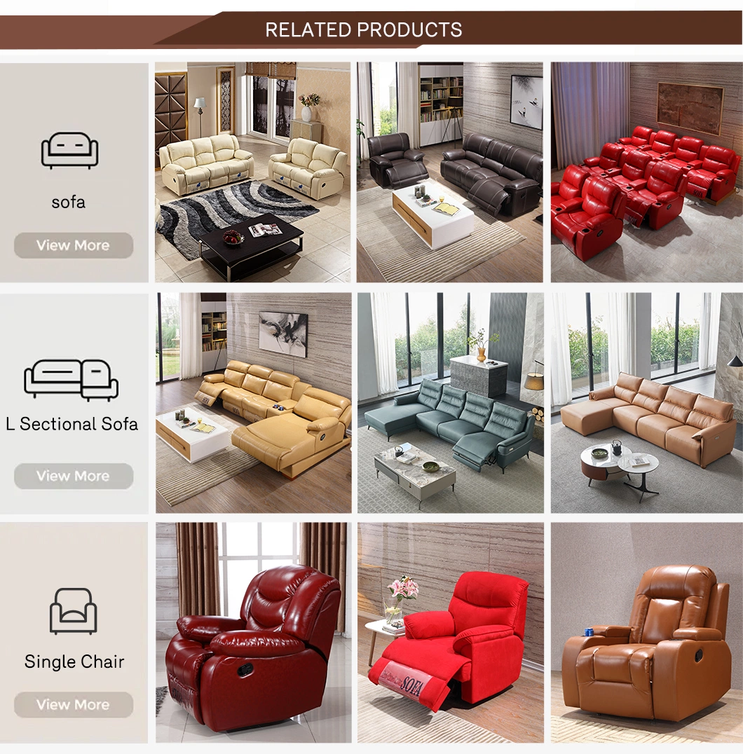 Wholesale Furniture Living Room Leather Power Home Theater Cinema Recliner Leather Sofa Chair with Table Board