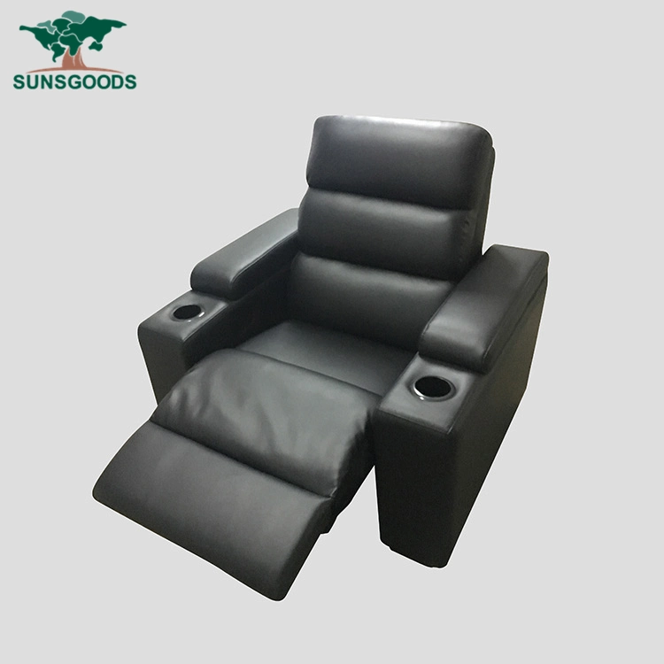 Customized Popular Genuine Leather Recliner Sofa Chair with Cup Holder