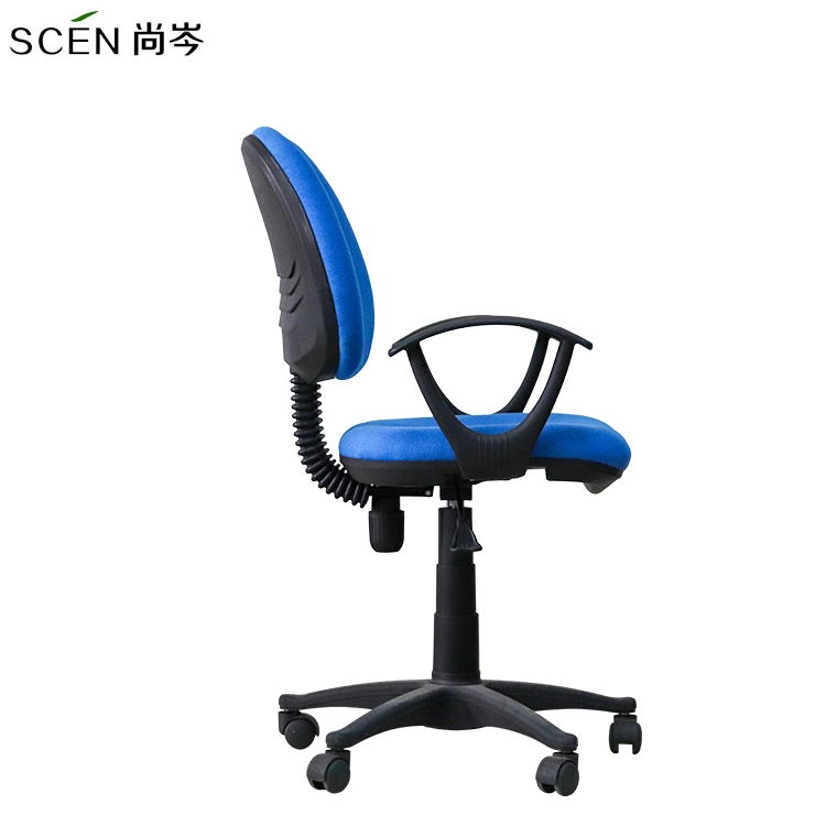 China Supplier Modern Office Furniture Adjustable Classic Blue Fabric Ergonomic Executive Swivel Lift Secretary Reception Gaming Office Chair with Armrest